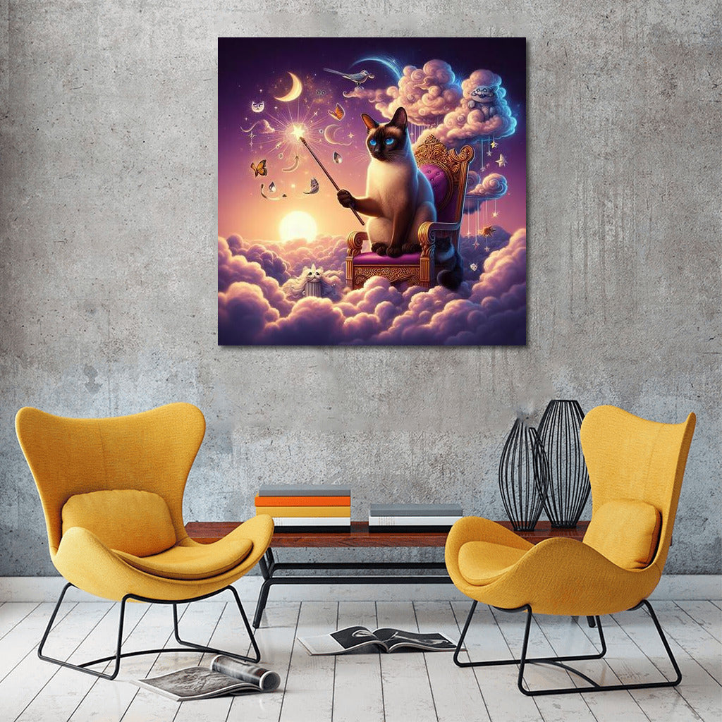 Siamese Cat Wizard on the Cloud Throne: Weather Control