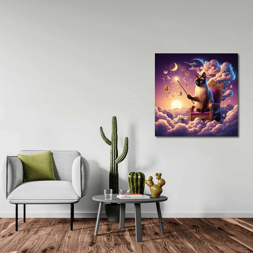 Siamese Cat Wizard on the Cloud Throne: Weather Control
