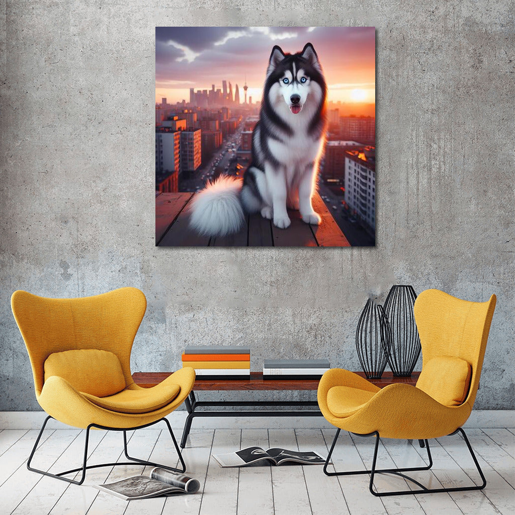 Siberian Husky on the City Roof: Style and Comfort in Your Interior