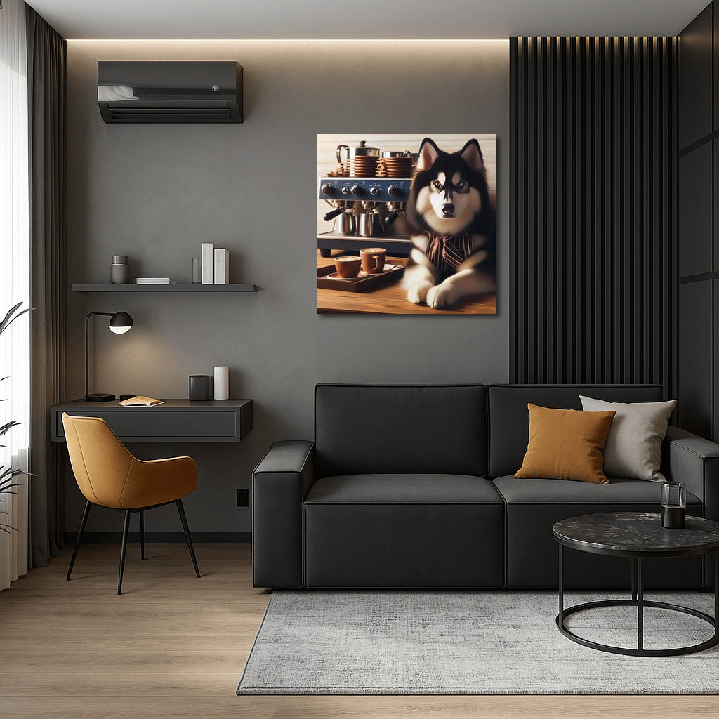 Siberian Husky Barista: Coffee Comfort for Home