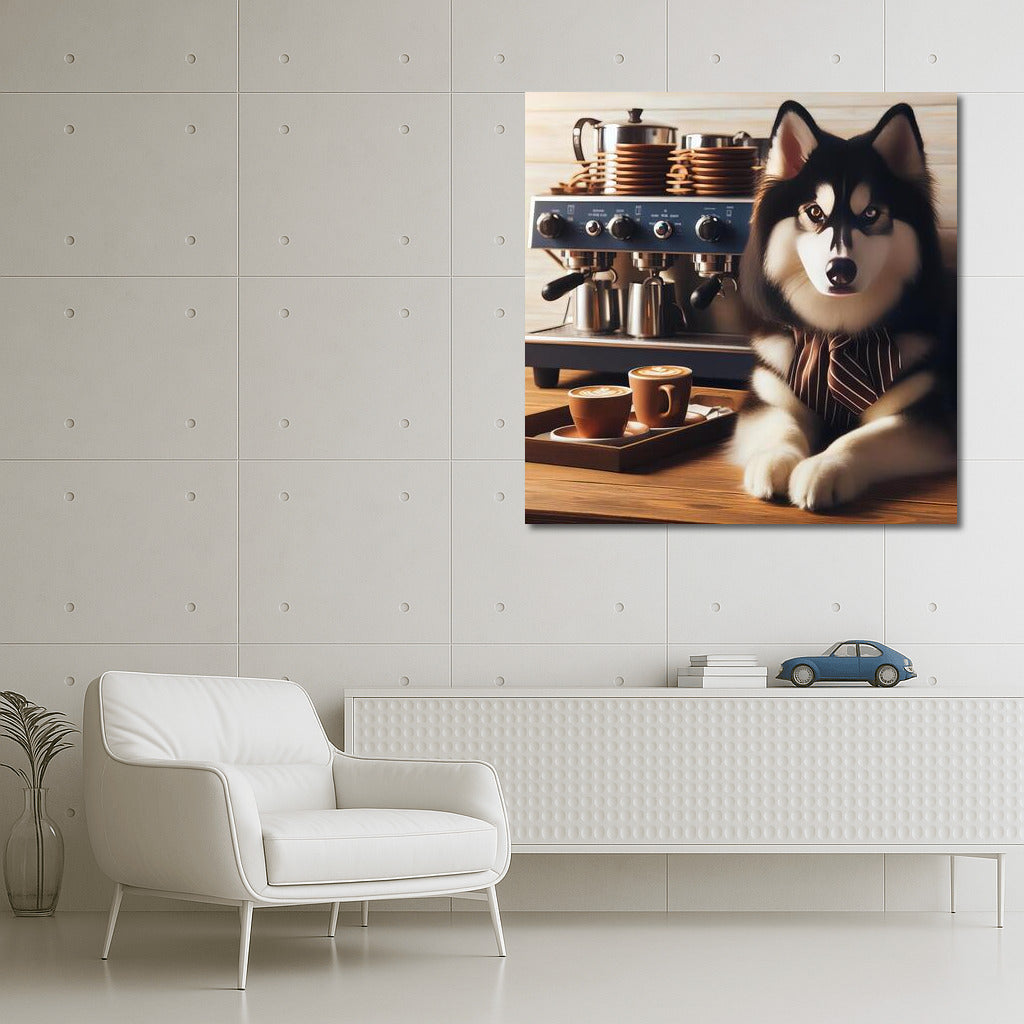 Siberian Husky Barista: Coffee Comfort for Home