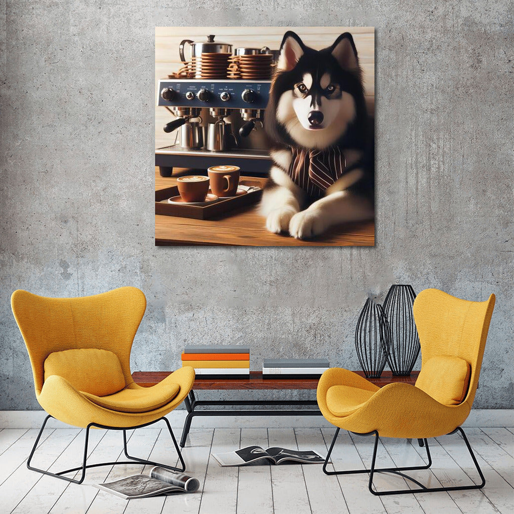 Siberian Husky Barista: Coffee Comfort for Home