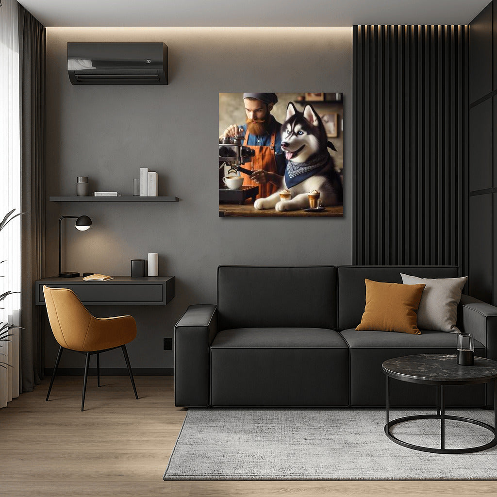 Coffee Magic with Husky Barista: Interior Charm