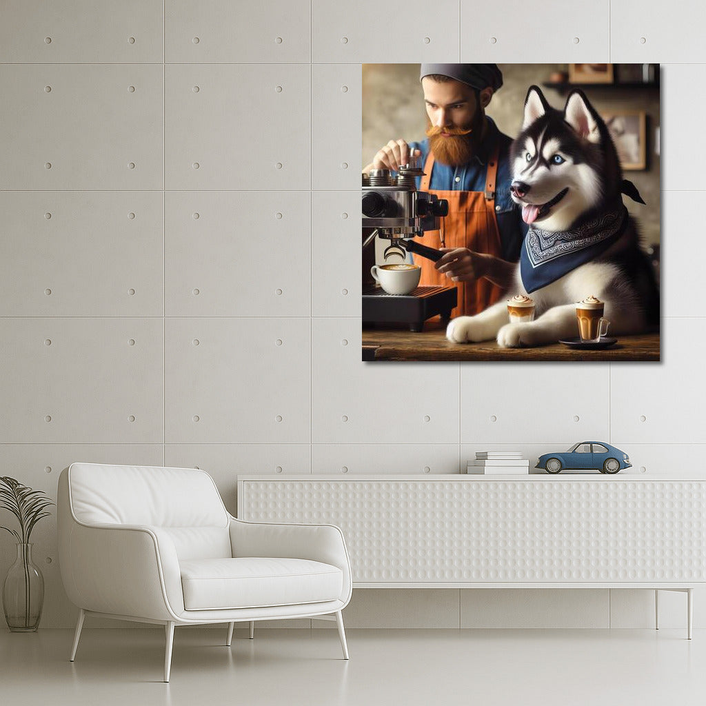 Coffee Magic with Husky Barista: Interior Charm