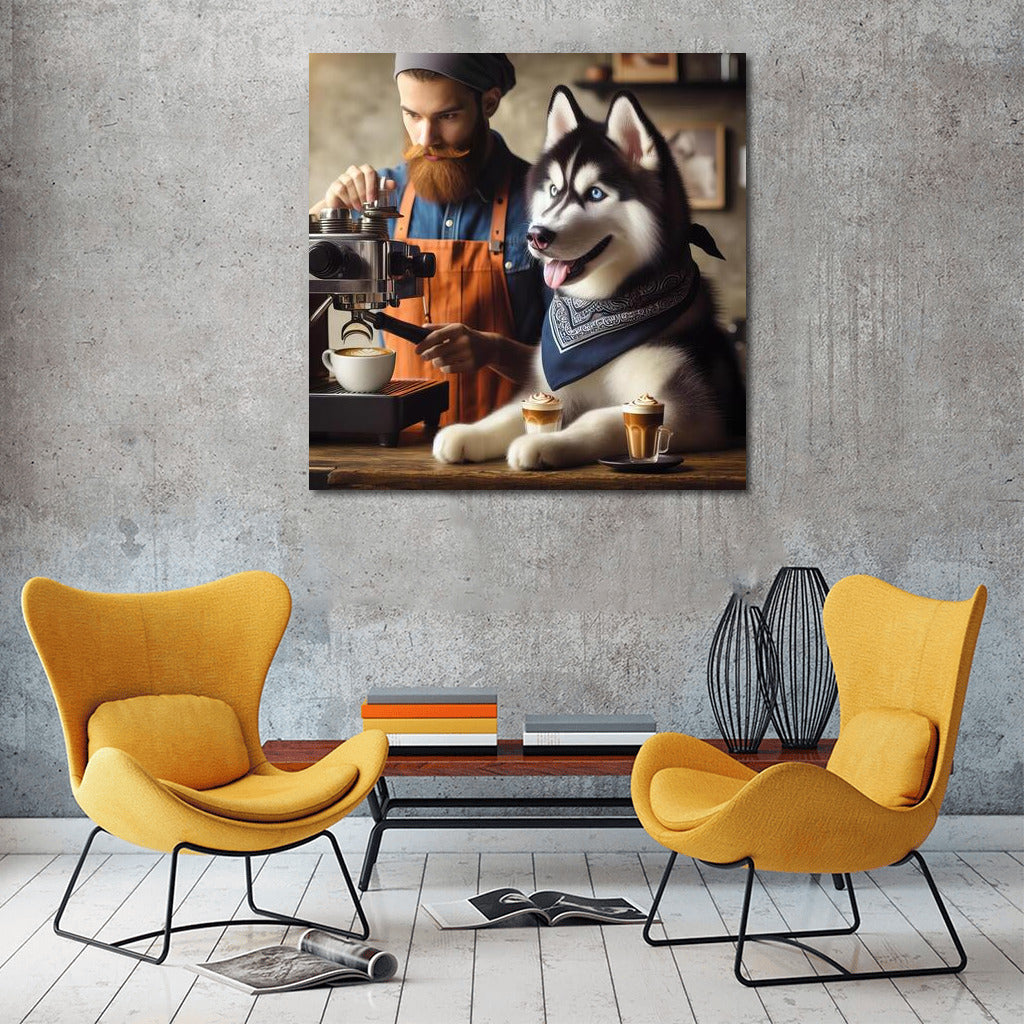 Coffee Magic with Husky Barista: Interior Charm