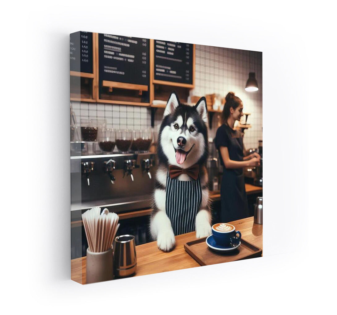 Siberian Husky Barista: Coffee Charm for Your Interior
