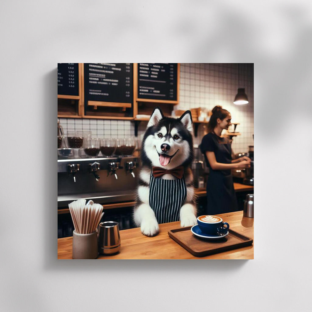 Siberian Husky Barista: Coffee Charm for Your Interior