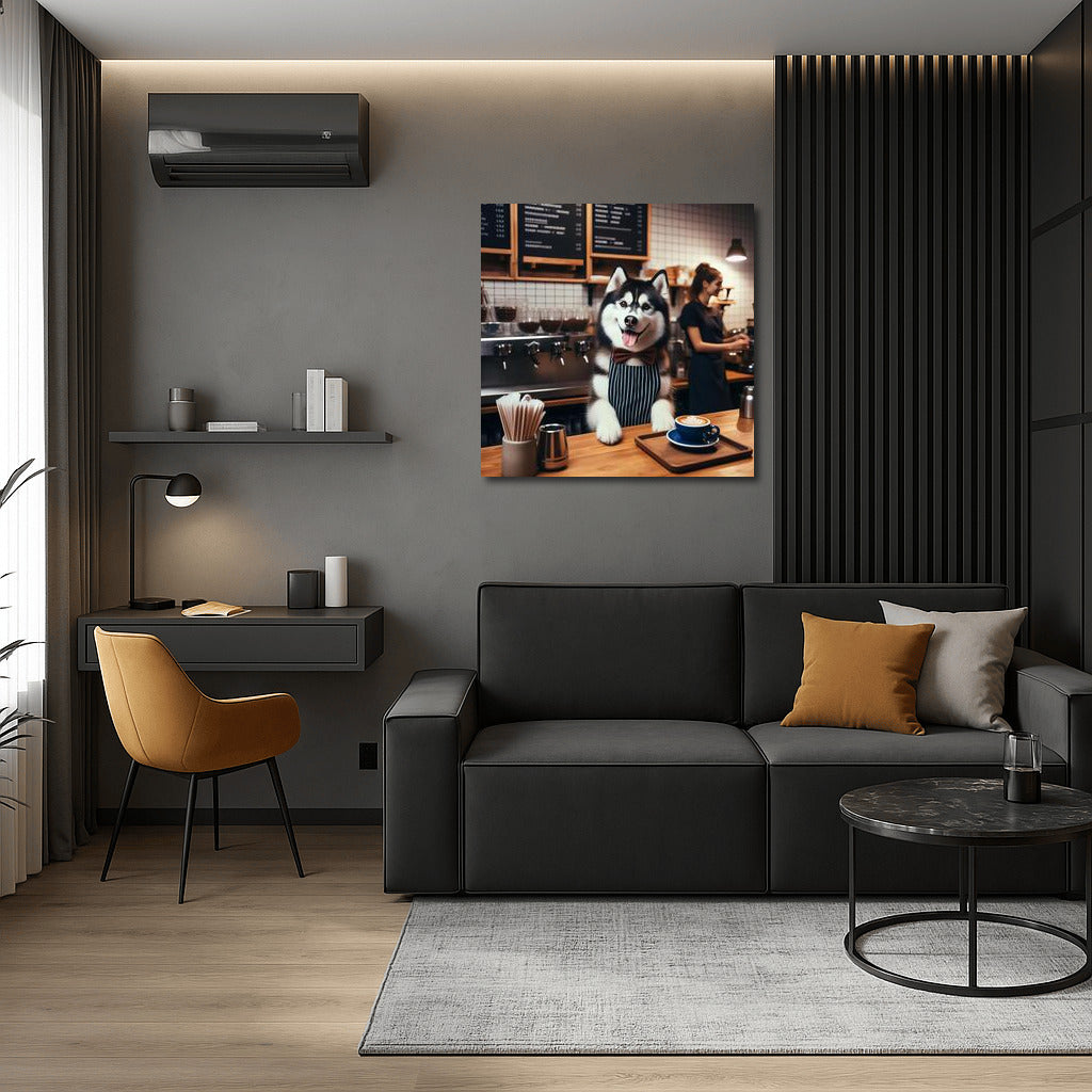 Siberian Husky Barista: Coffee Charm for Your Interior