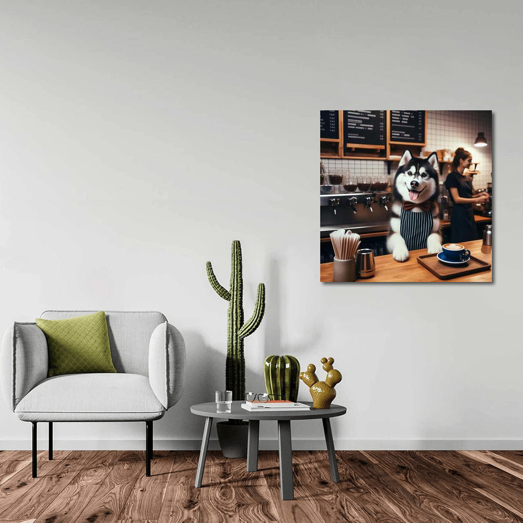 Siberian Husky Barista: Coffee Charm for Your Interior