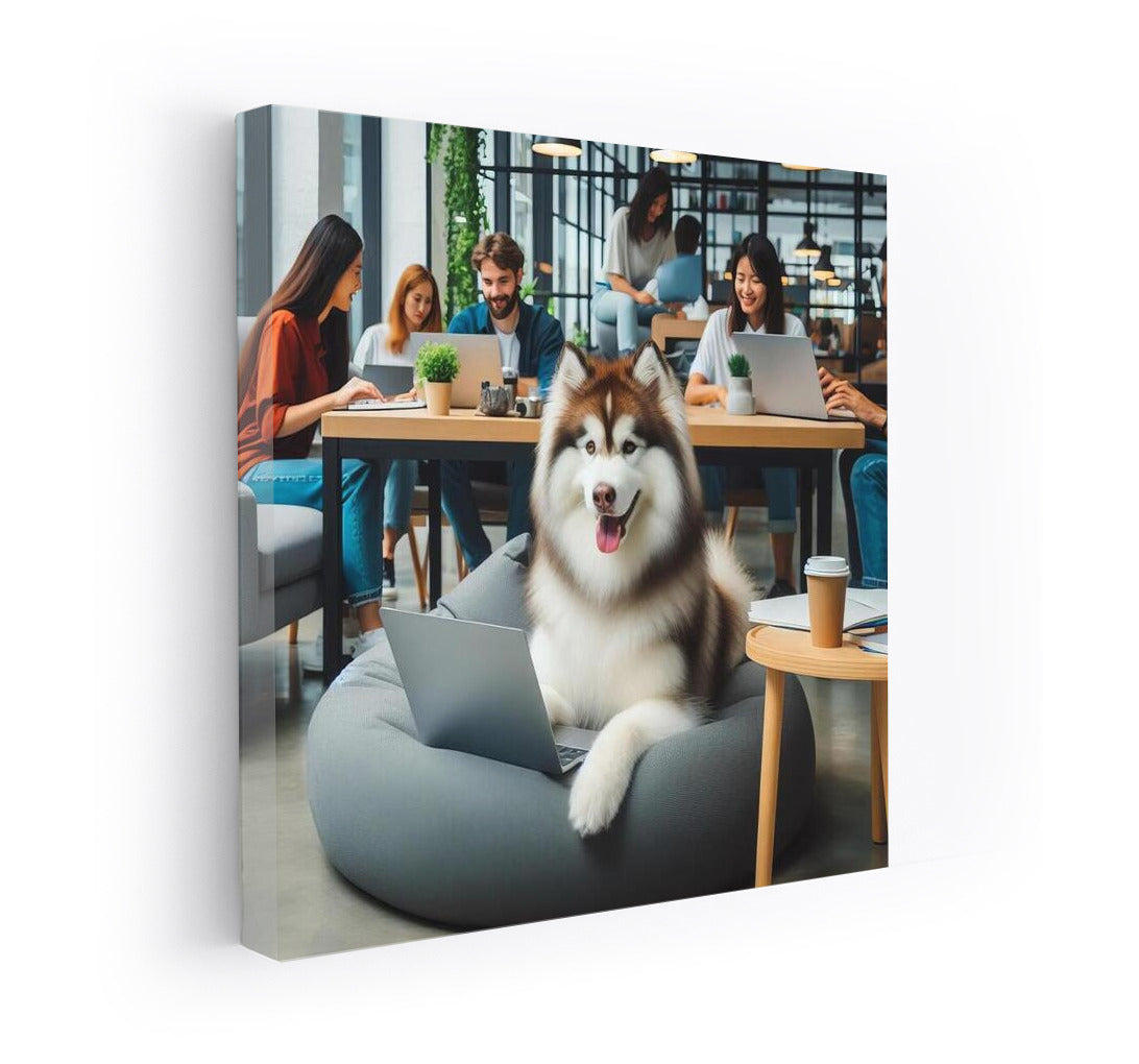 Creative Husky in Coworking: Furry Genius at Work