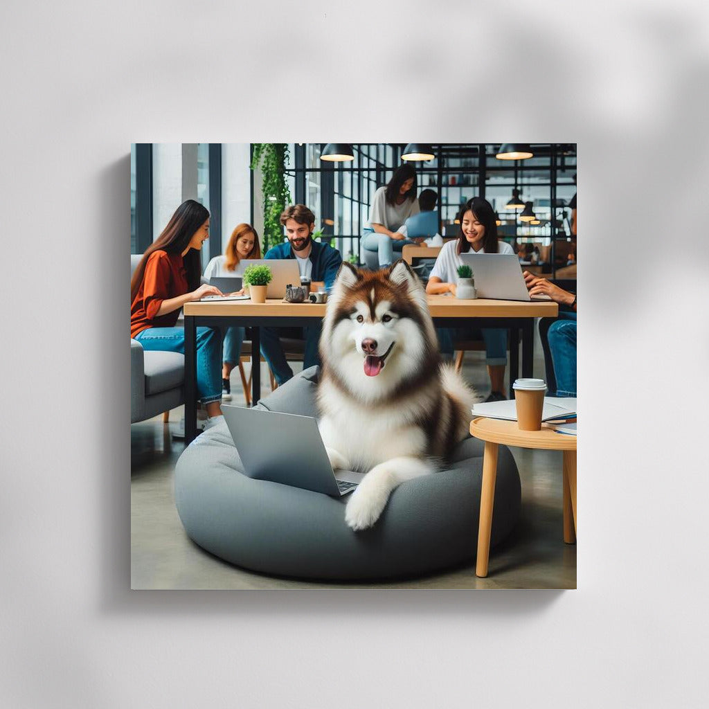 Creative Husky in Coworking: Furry Genius at Work
