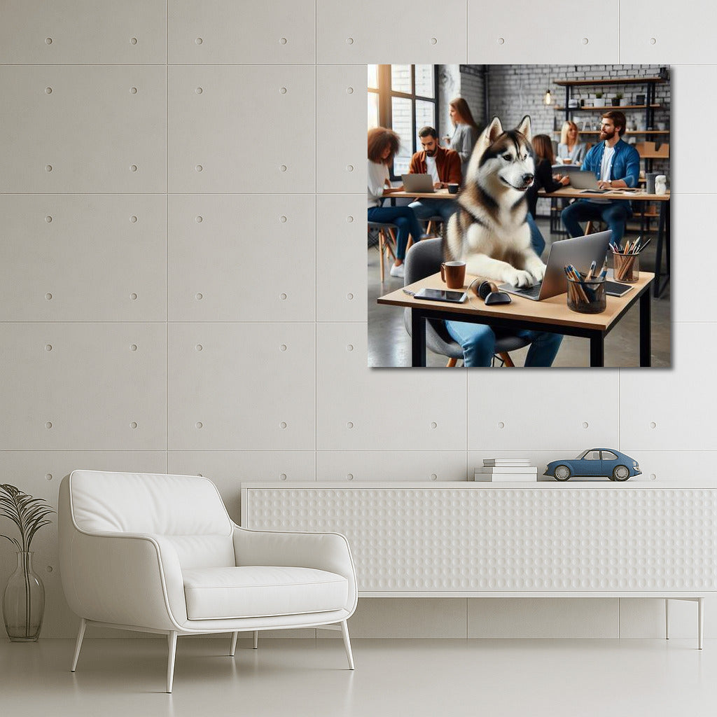 Siberian Husky in Coworking: Motivation for the Office
