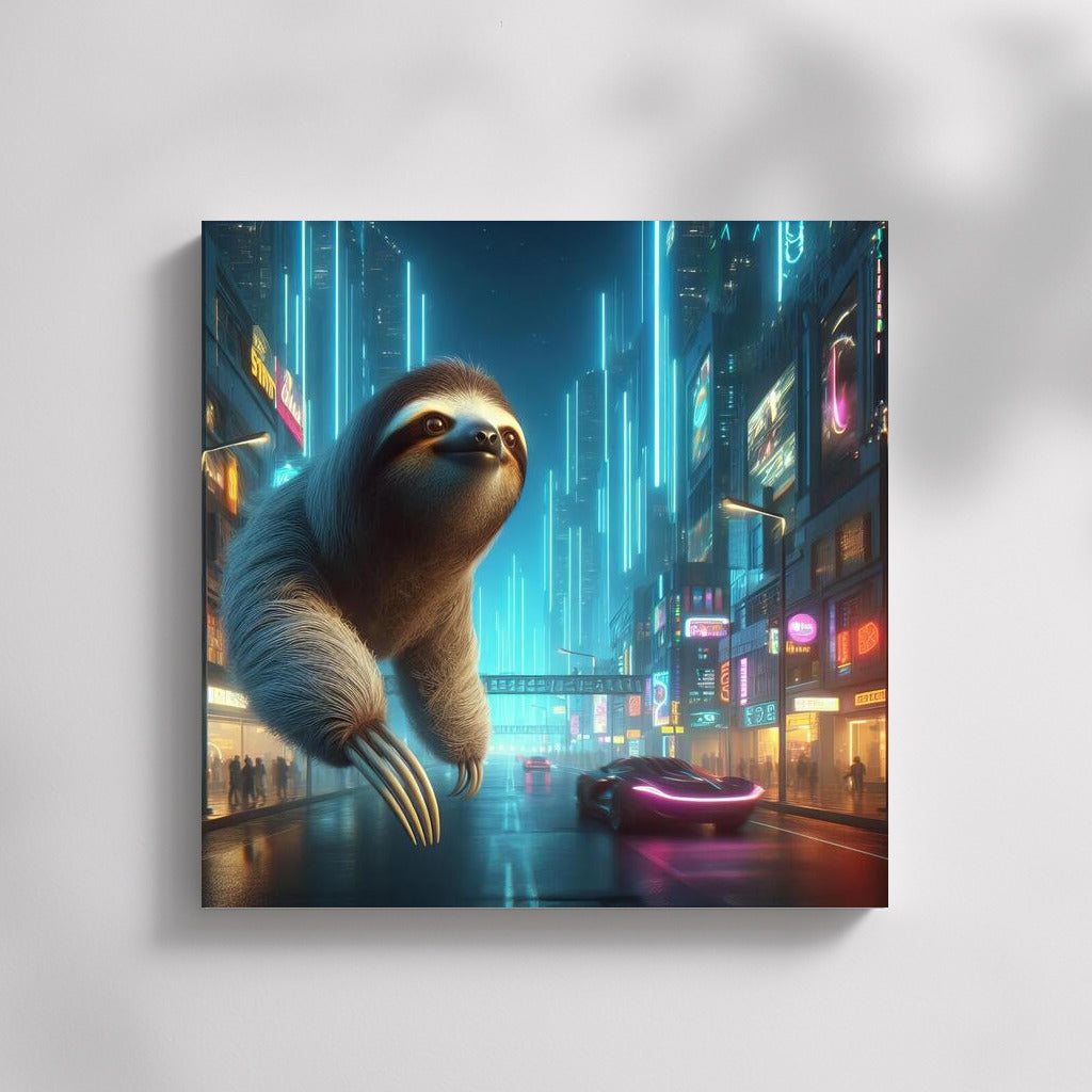 Sloth Over Future City: Sloth Futuristic Cityscape 2