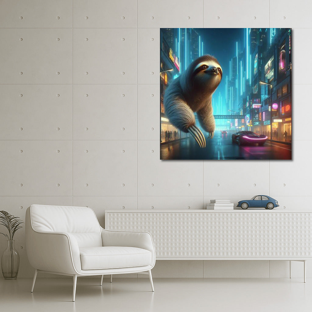 Sloth Over Future City: Sloth Futuristic Cityscape 2