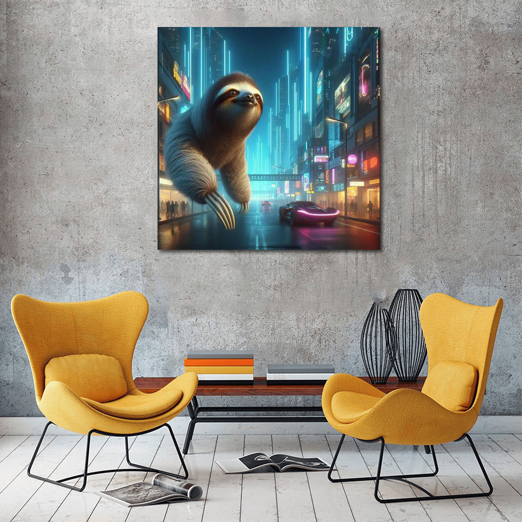 Sloth Over Future City: Sloth Futuristic Cityscape 2