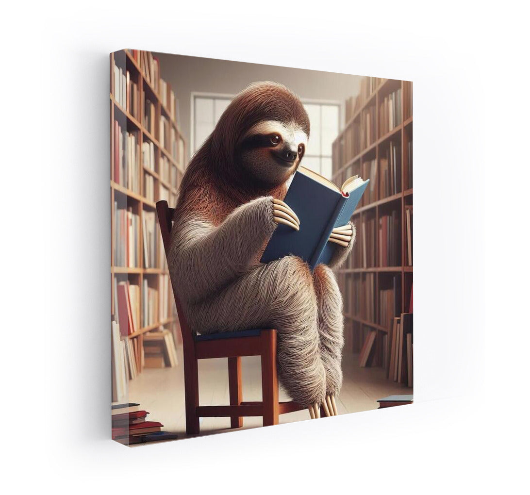 Sloth in the Library: Reading on a Little Chair