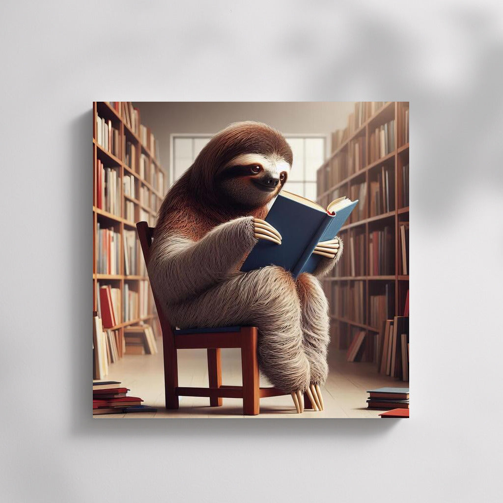 Sloth in the Library: Reading on a Little Chair