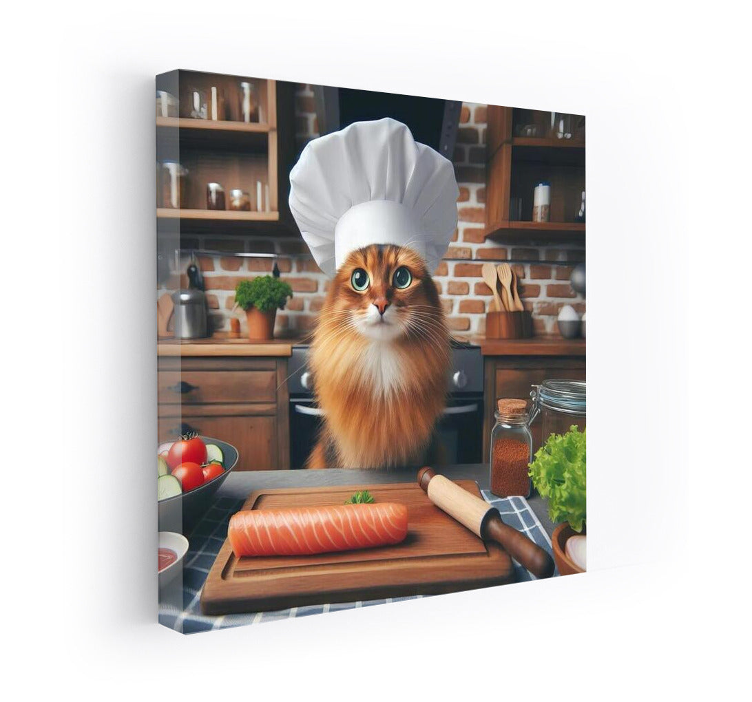 Somali cat in a chef's hat: a furry culinary master