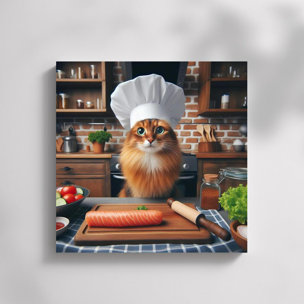 Somali cat in a chef's hat: a furry culinary master