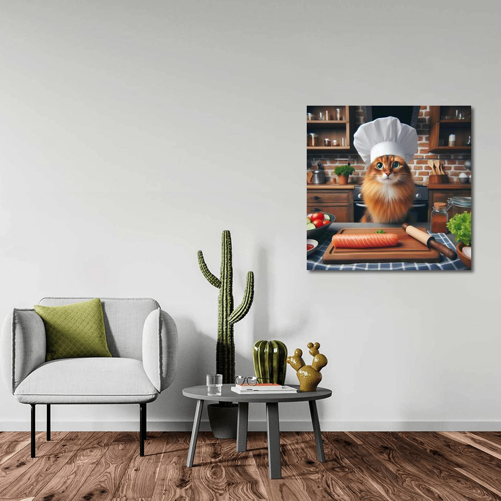 Somali cat in a chef's hat: a furry culinary master