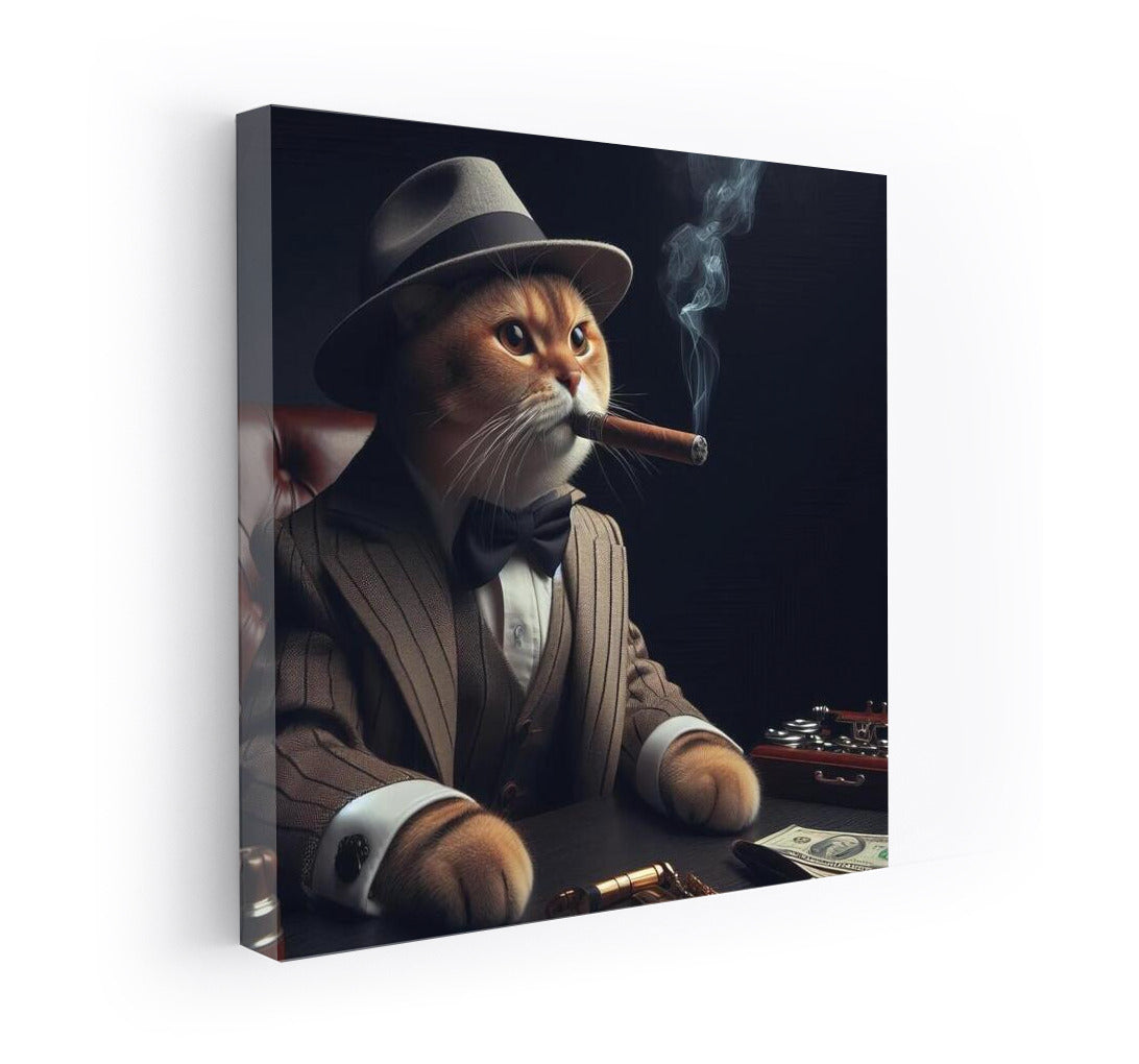 Gangster Cat: Godfather Style in Suit with Cigar