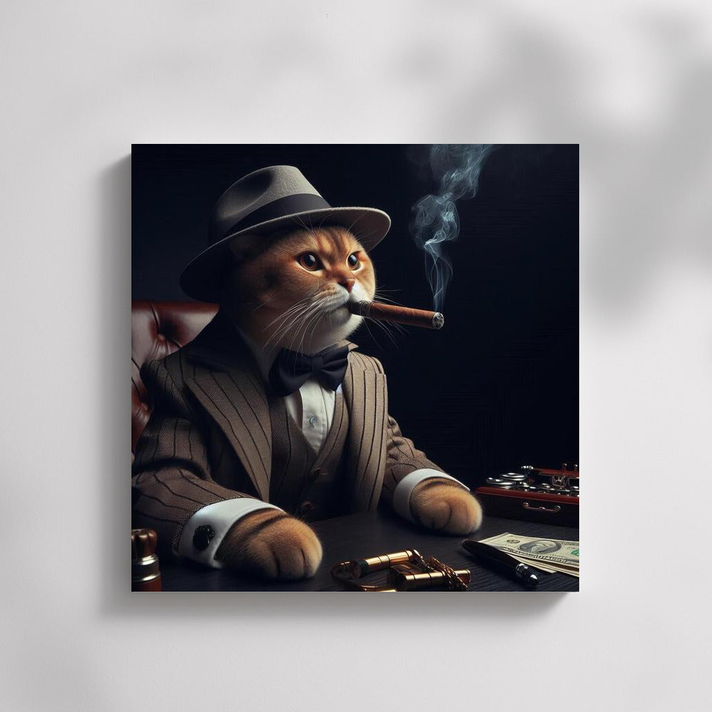 Gangster Cat: Godfather Style in Suit with Cigar