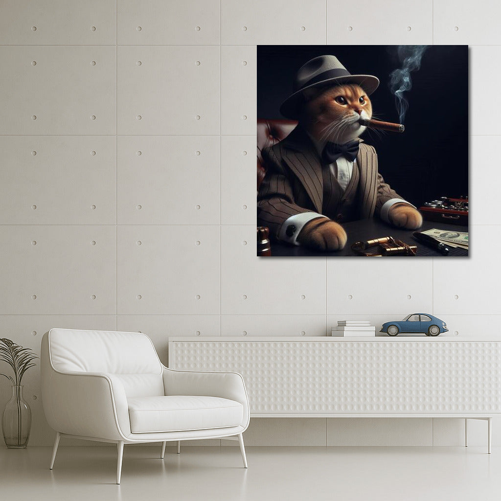 Gangster Cat: Godfather Style in Suit with Cigar