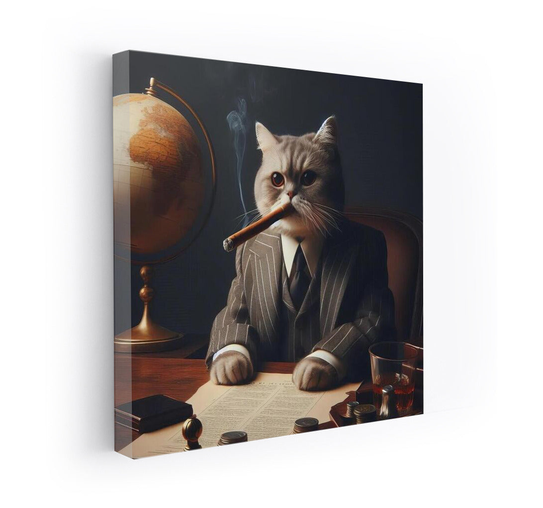 Boss Cat: Godfather Style in Suit with Cigar