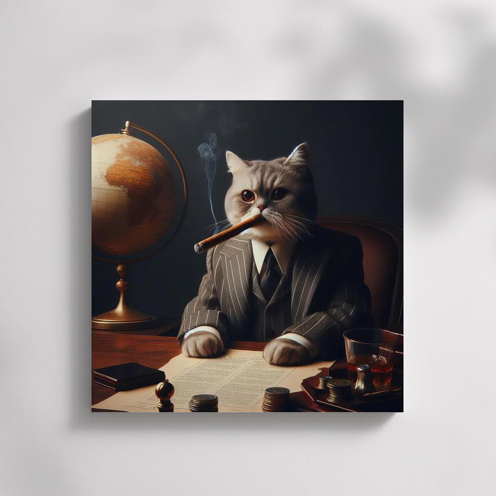 Boss Cat: Godfather Style in Suit with Cigar