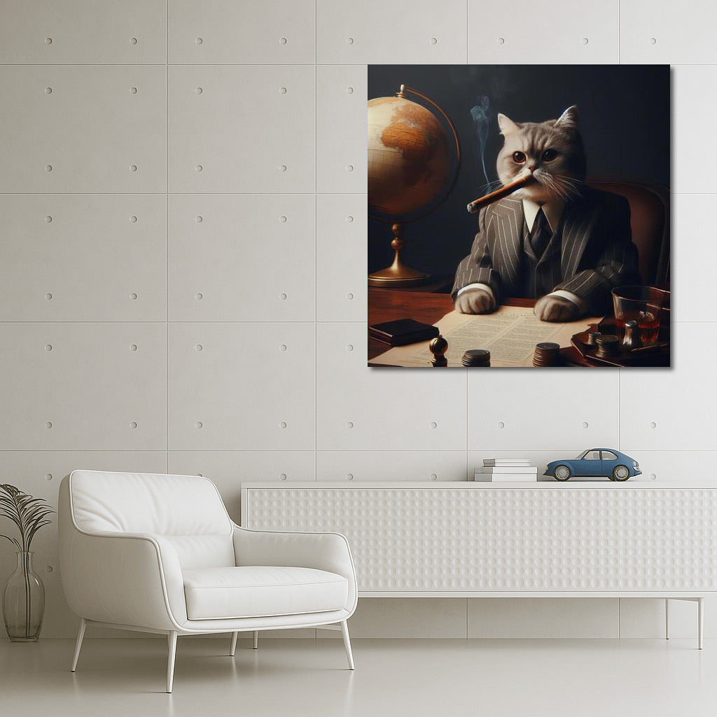 Boss Cat: Godfather Style in Suit with Cigar