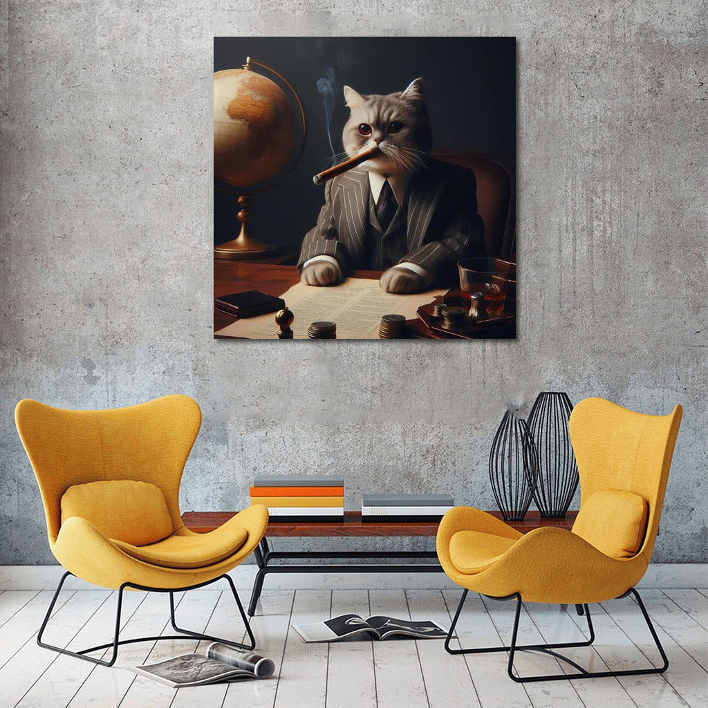 Boss Cat: Godfather Style in Suit with Cigar