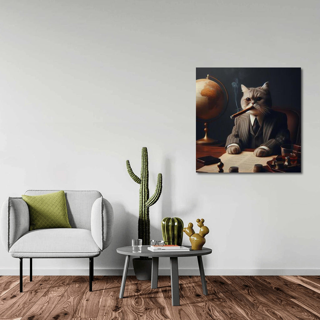 Boss Cat: Godfather Style in Suit with Cigar