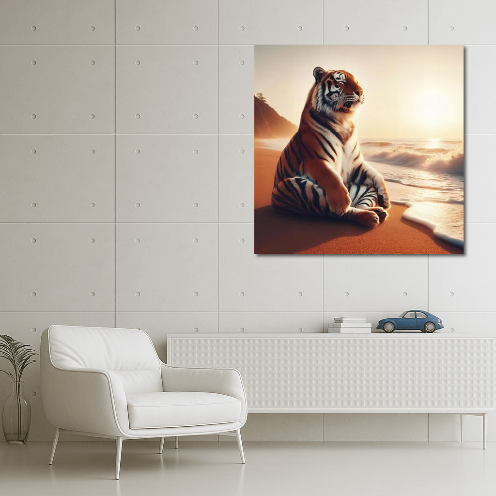 Tiger at Sunset: Meditation on the Beach