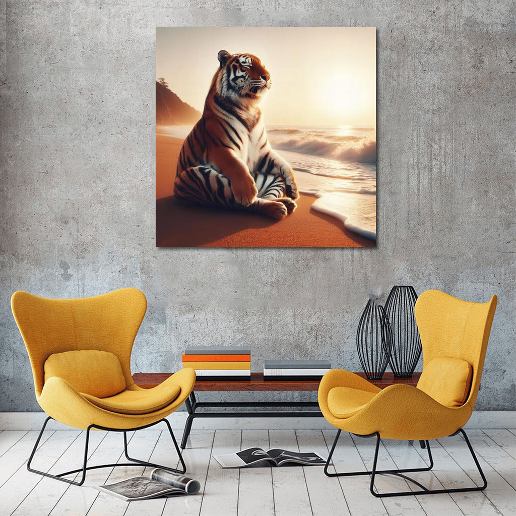 Tiger at Sunset: Meditation on the Beach