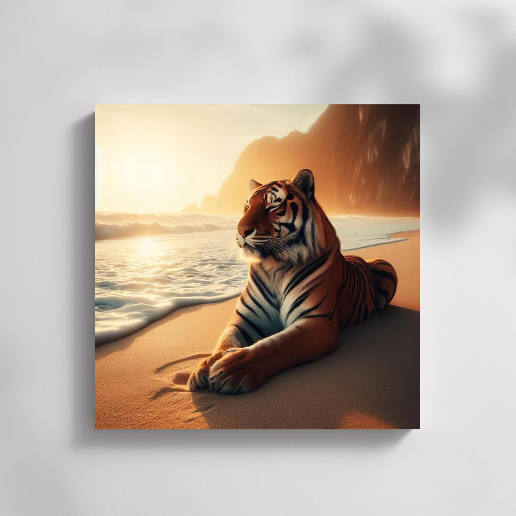Meditating Tiger on the Beach: Harmony and Exotica for Your Interior