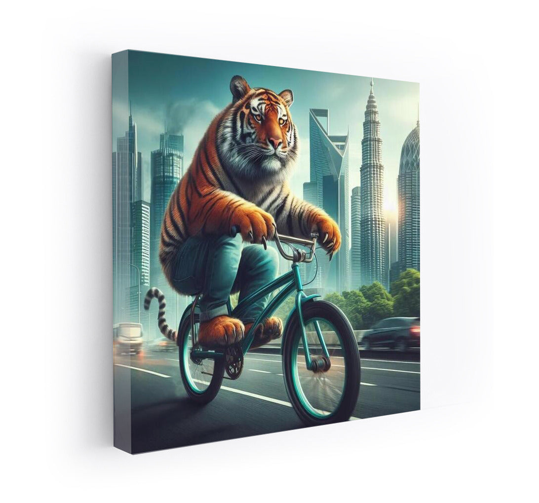 Tiger on a Bike: Cityscape in Motion