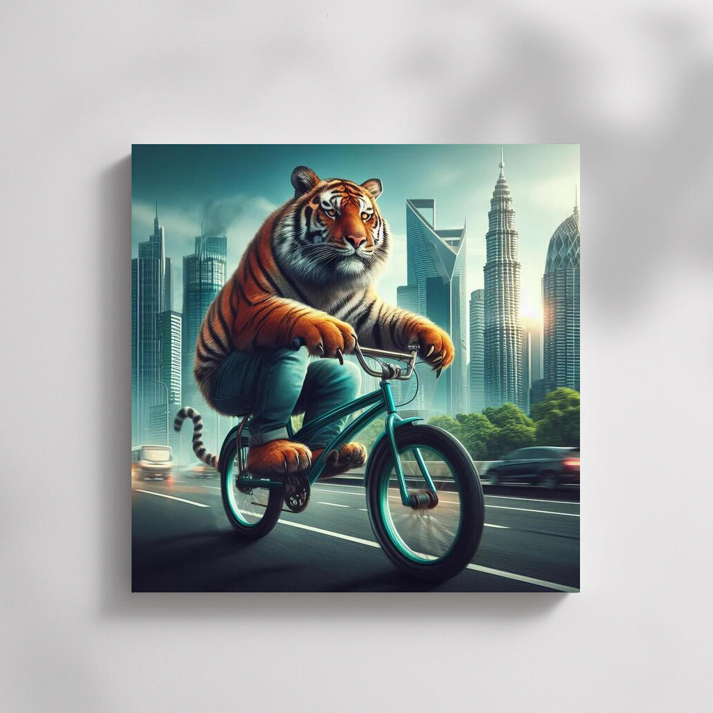 Tiger on a Bike: Cityscape in Motion