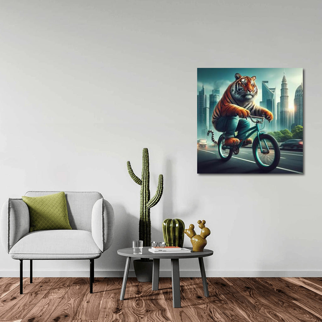 Tiger on a Bike: Cityscape in Motion