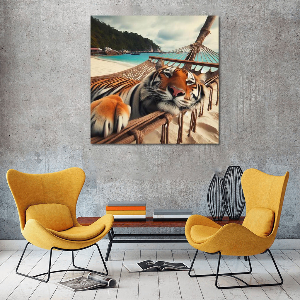 Tiger in a Hammock: Exotic Beach Vacation