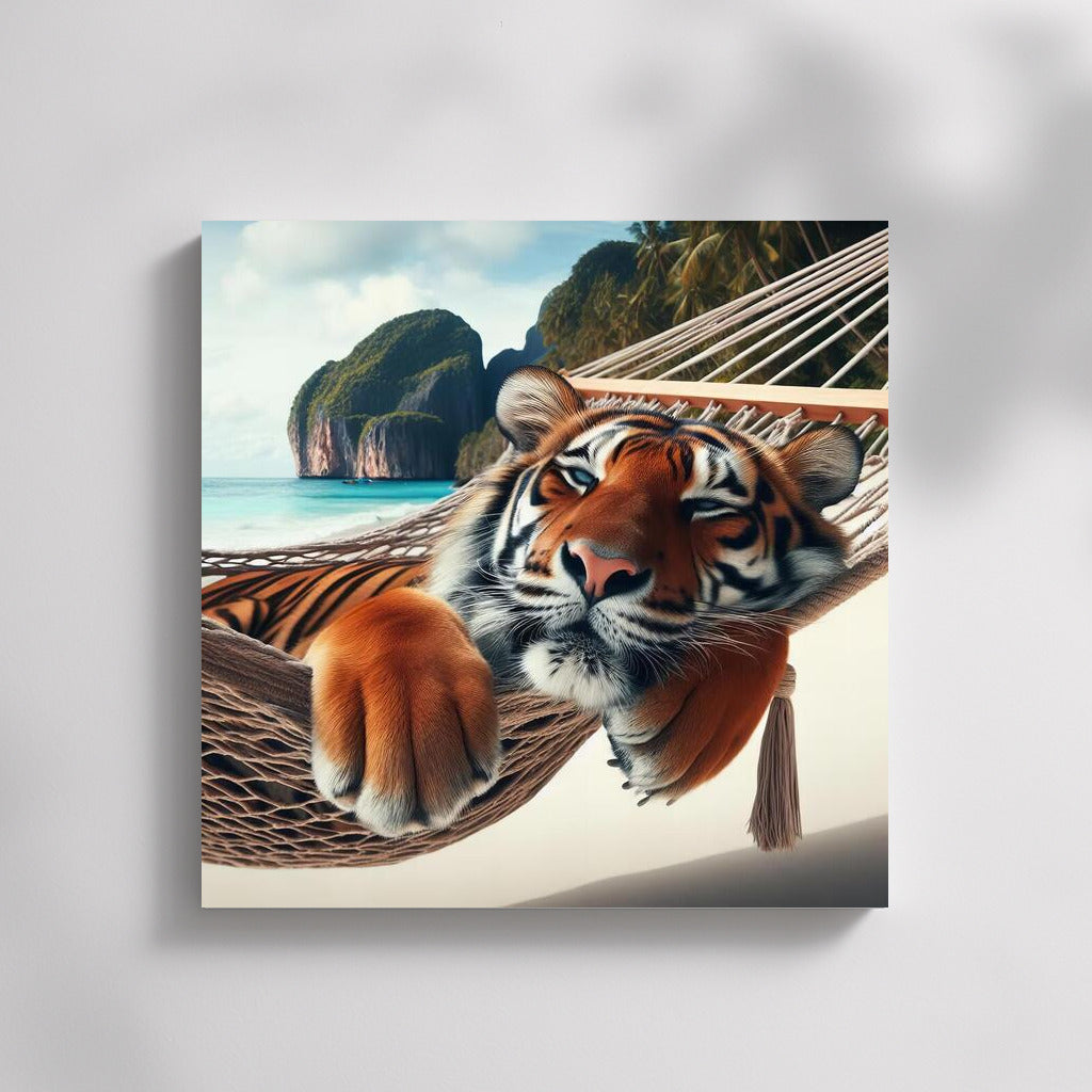 Tiger in a Hammock on the Beach: Exotic Vacation for the Interior