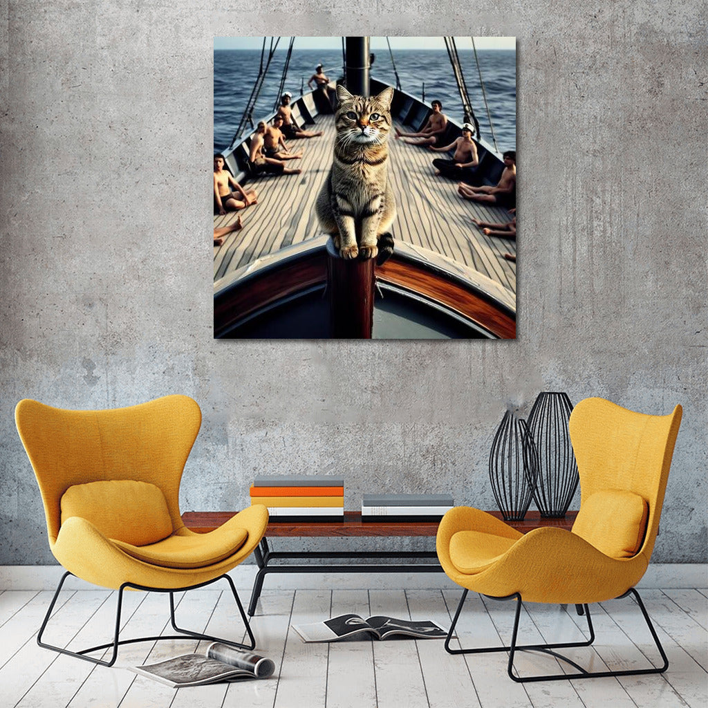 Titanic Cat: The Ocean King on the Bow