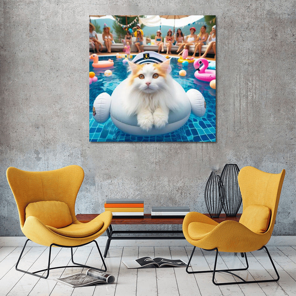 Turkish Van at a Summer Pool Party