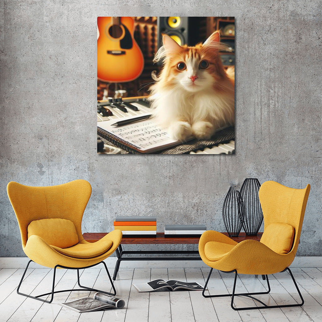 Turkish Van in Music Studio: Cat in the World of Sounds and Harmony