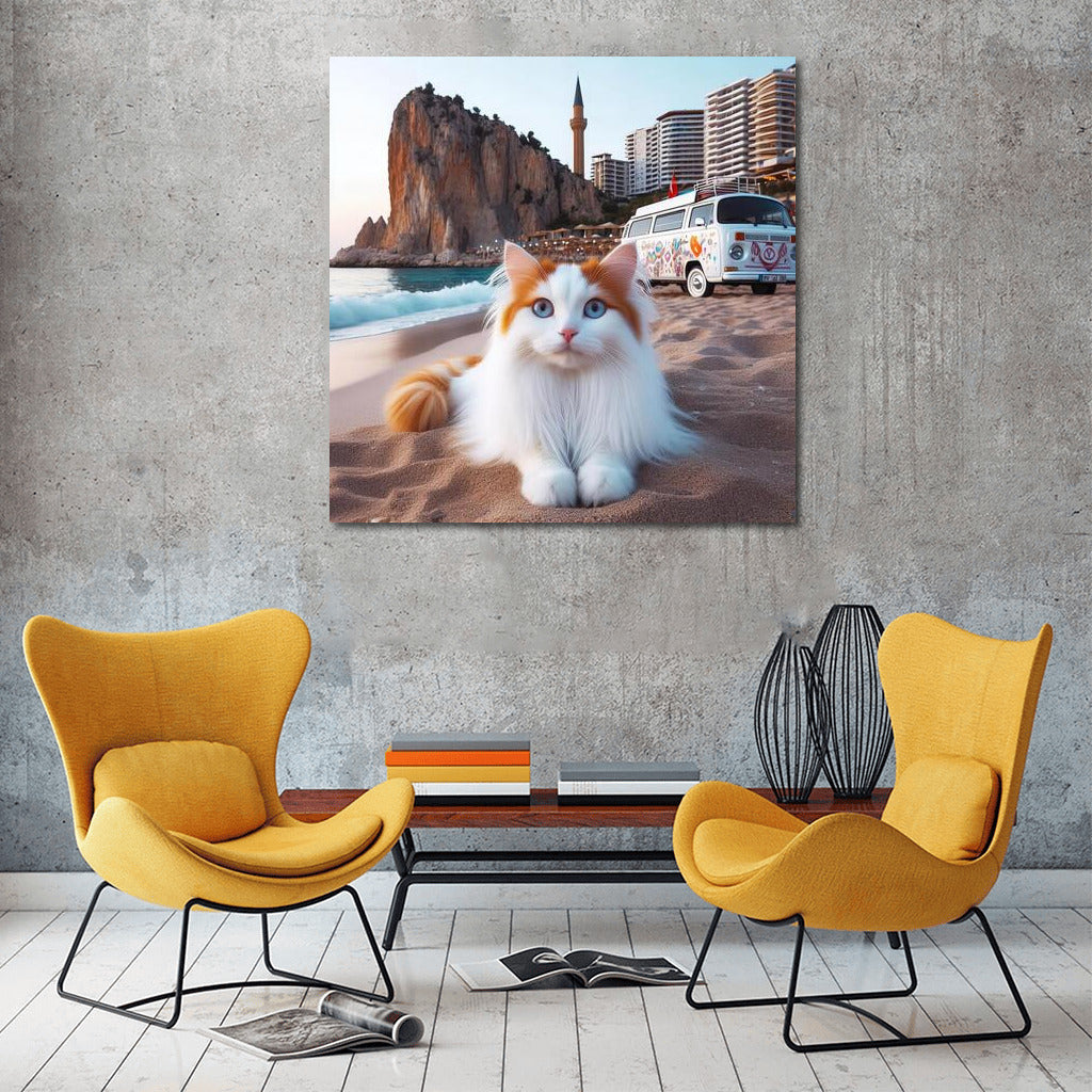 Turkish Van and Retro Car on Freedom Beach