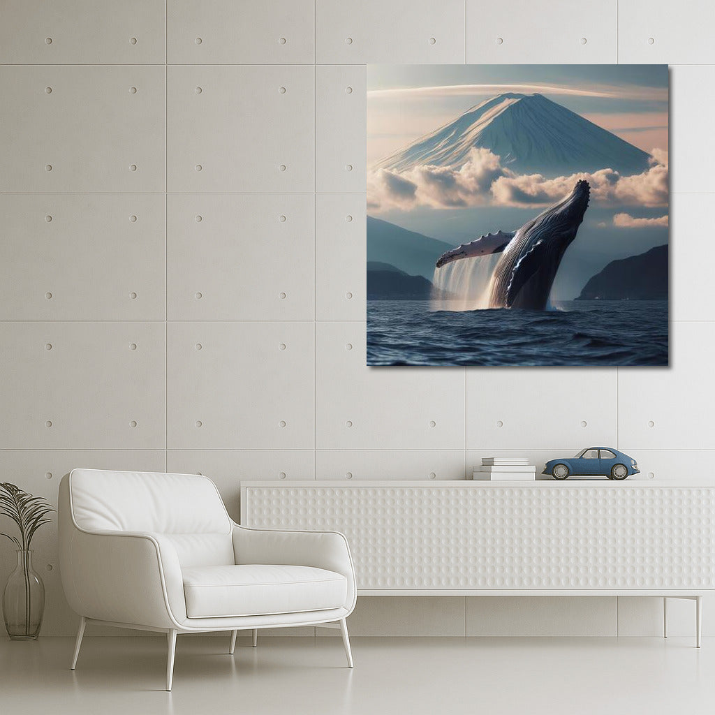 Majestic Whale at Mount Fuji: Japanese Harmony