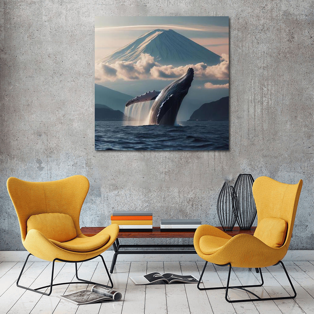 Majestic Whale at Mount Fuji: Japanese Harmony