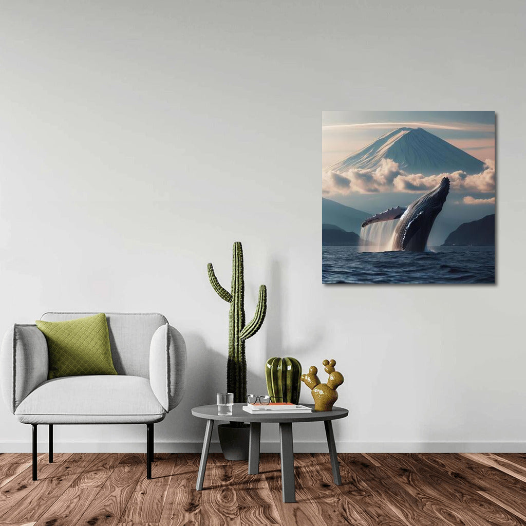 Majestic Whale at Mount Fuji: Japanese Harmony