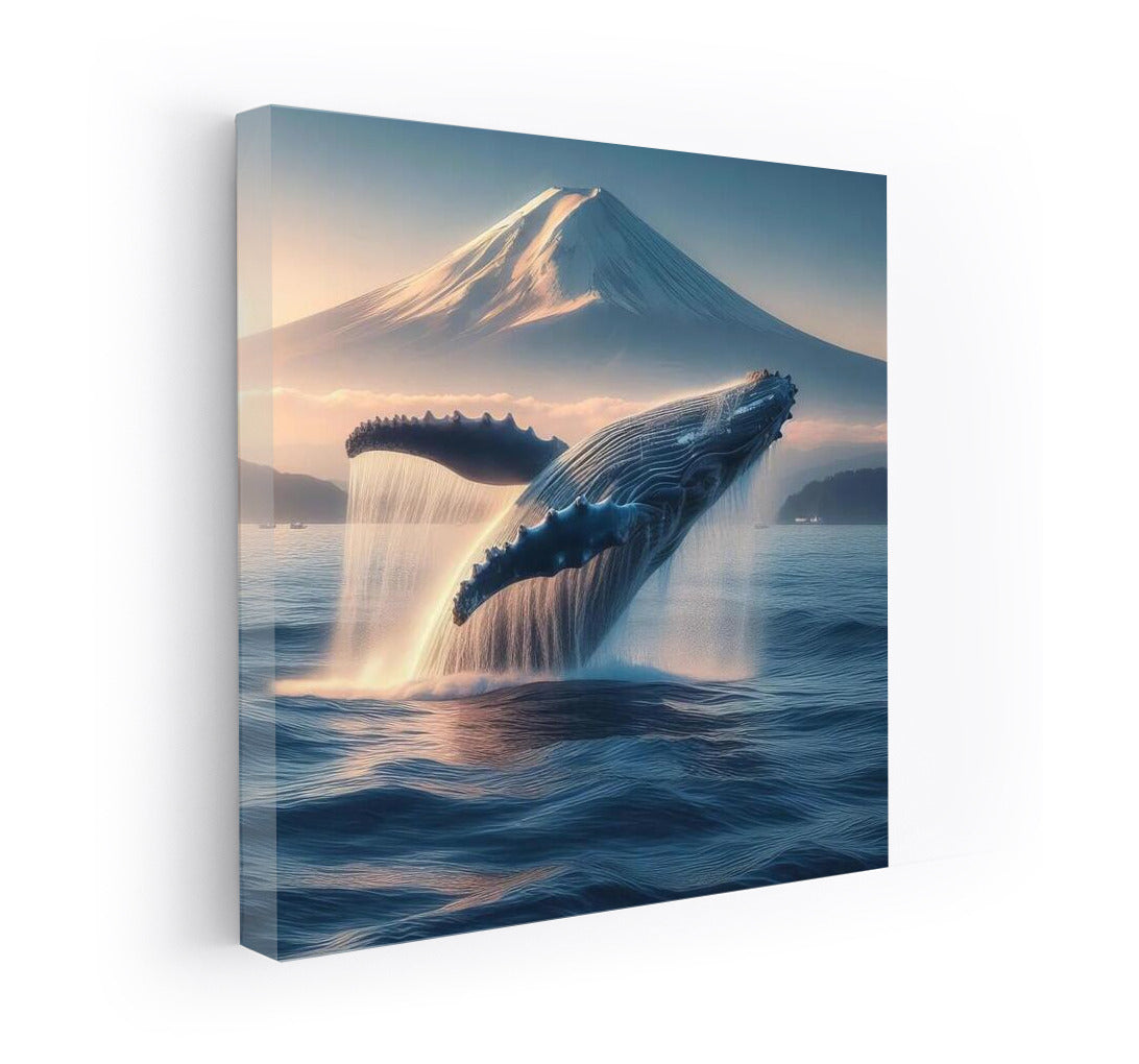 Majestic Whale at the Foot of Fuji: The Magic of Japan in Your Interior