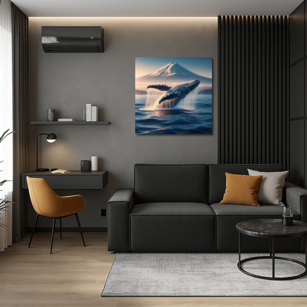 Majestic Whale at the Foot of Fuji: The Magic of Japan in Your Interior
