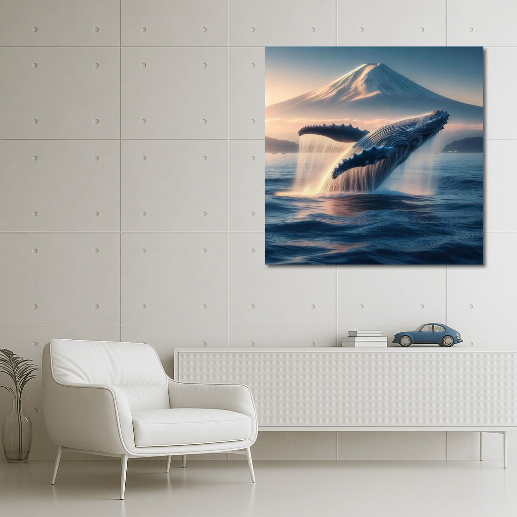Majestic Whale at the Foot of Fuji: The Magic of Japan in Your Interior